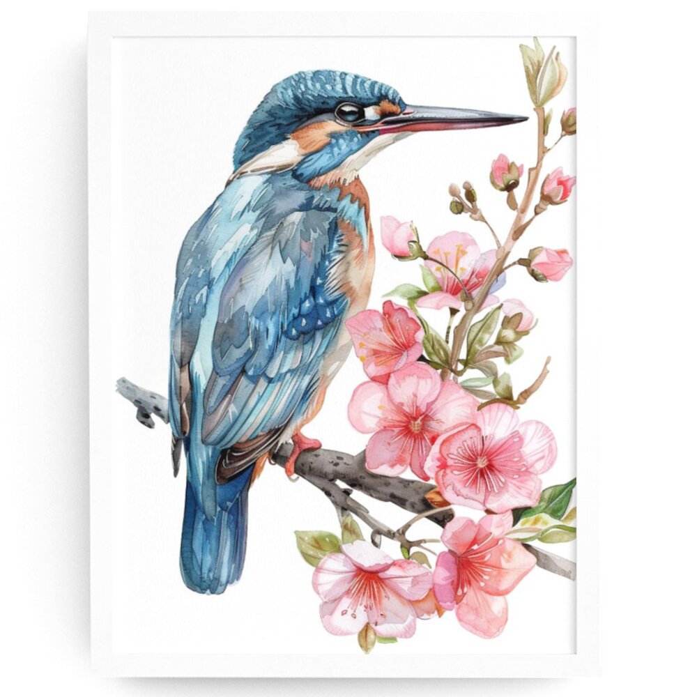 Kingfisher Bird Wall Art Watercolor Illustration Print Poster Card Unframed